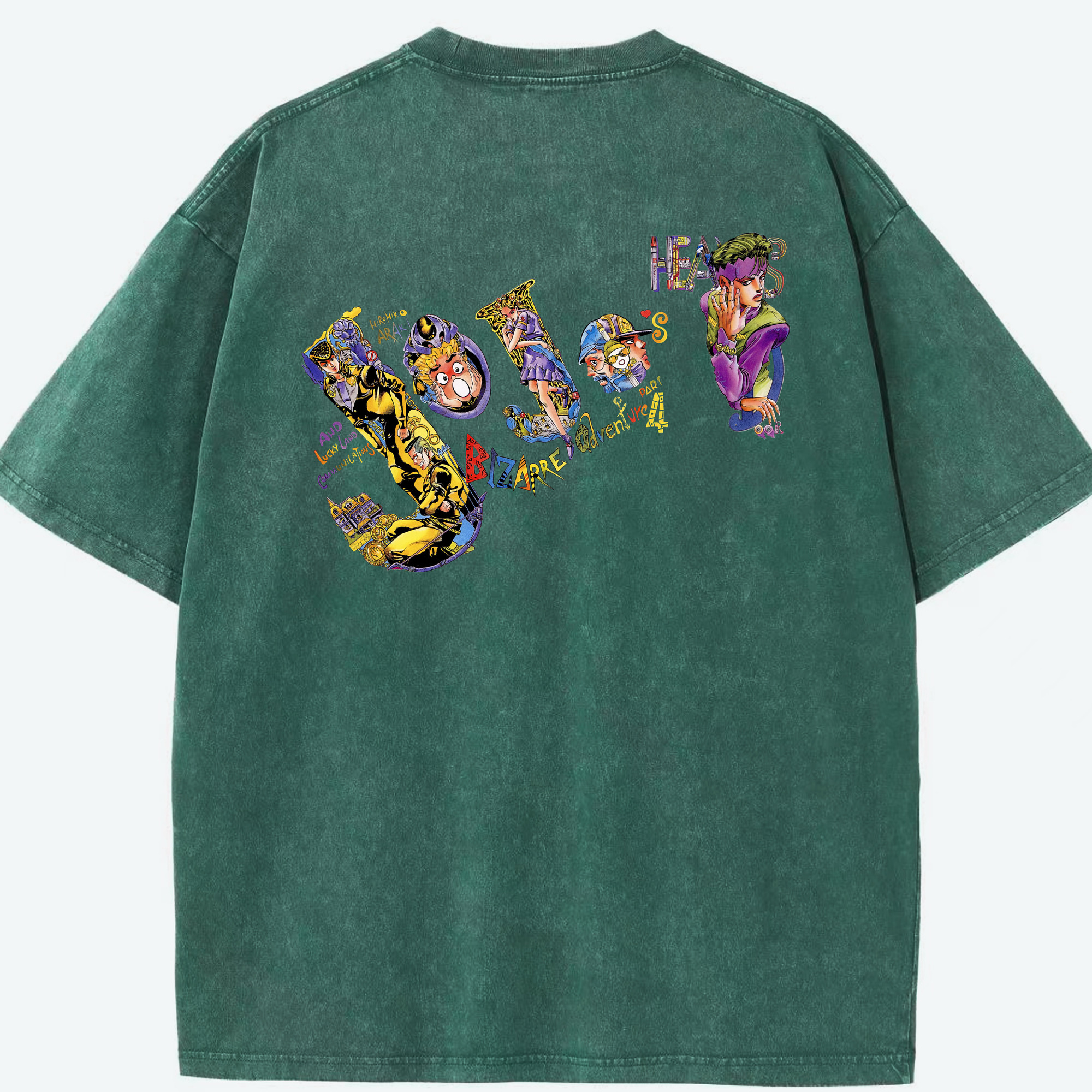 （画像用） ジョジョの奇妙な冒険 JoJo's Bizarre Adventure 綿100% ヴィンテージ風 半袖Tシャツ（背面プリント）